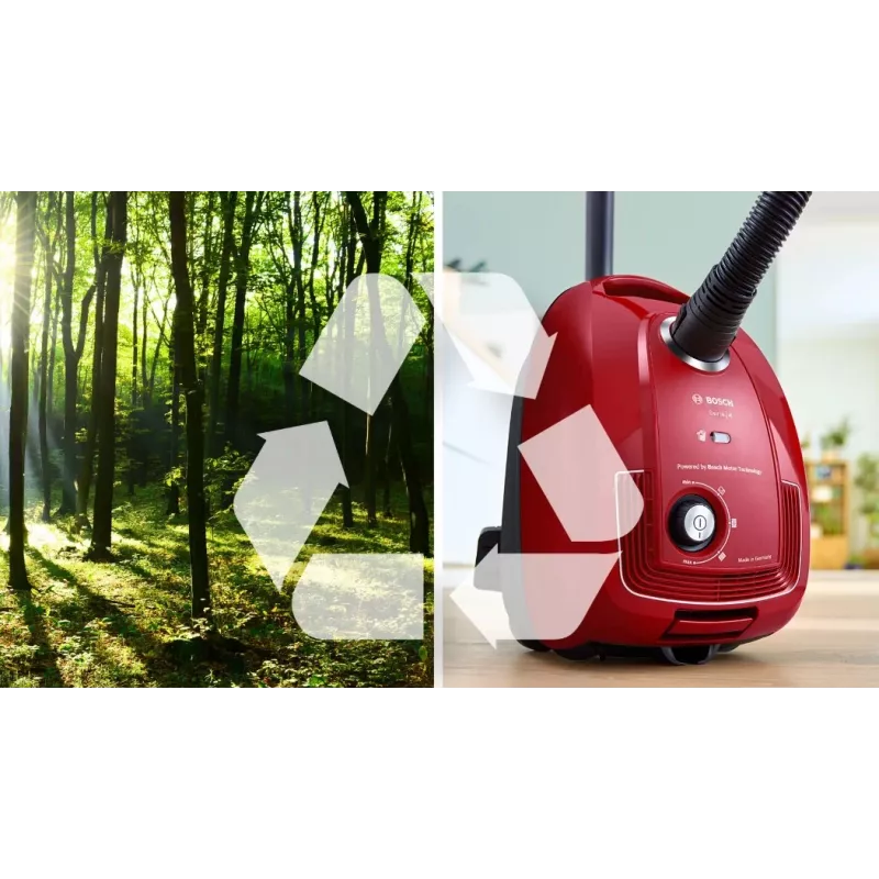 Steelstofzuiger Bosch Serie 4 BGD38RD1H, 600 W, 4 L stofzak, droogzuigen, rood