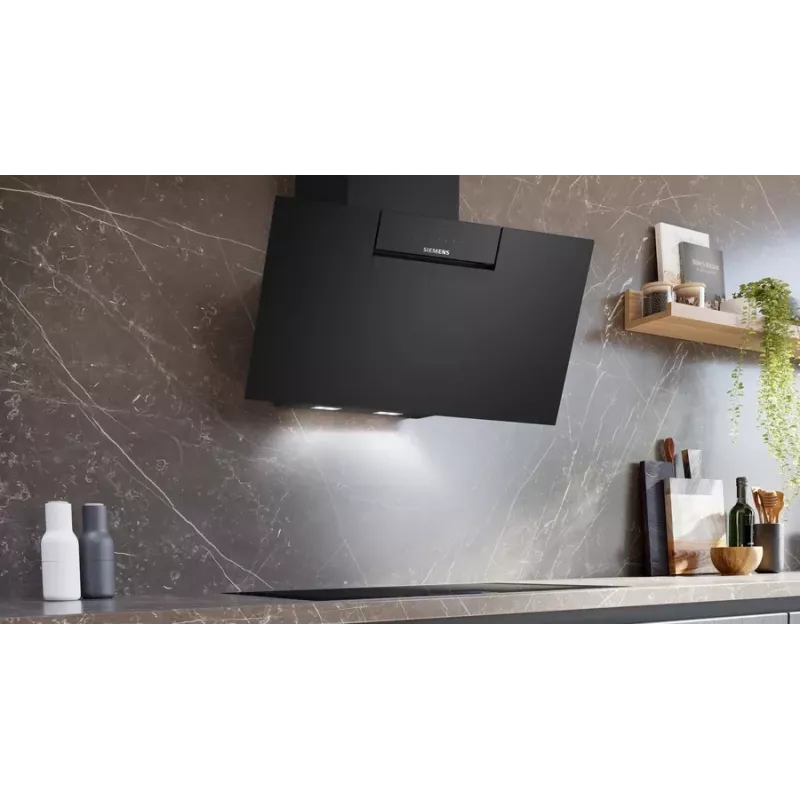 Siemens iQ300 LC87KFN60 schuine wandafzuigkap, 80 cm, Home Connect, 56 dB, energieklasse A+, LED, zwart