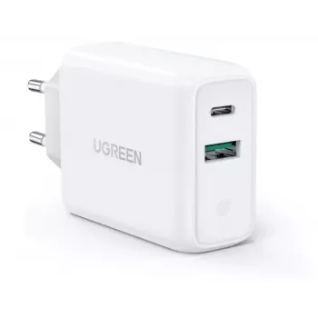 Ugreen 60468 oplader voor mobiele apparaten tablet, telefoon, Universal wit AC snelladen voor binnen