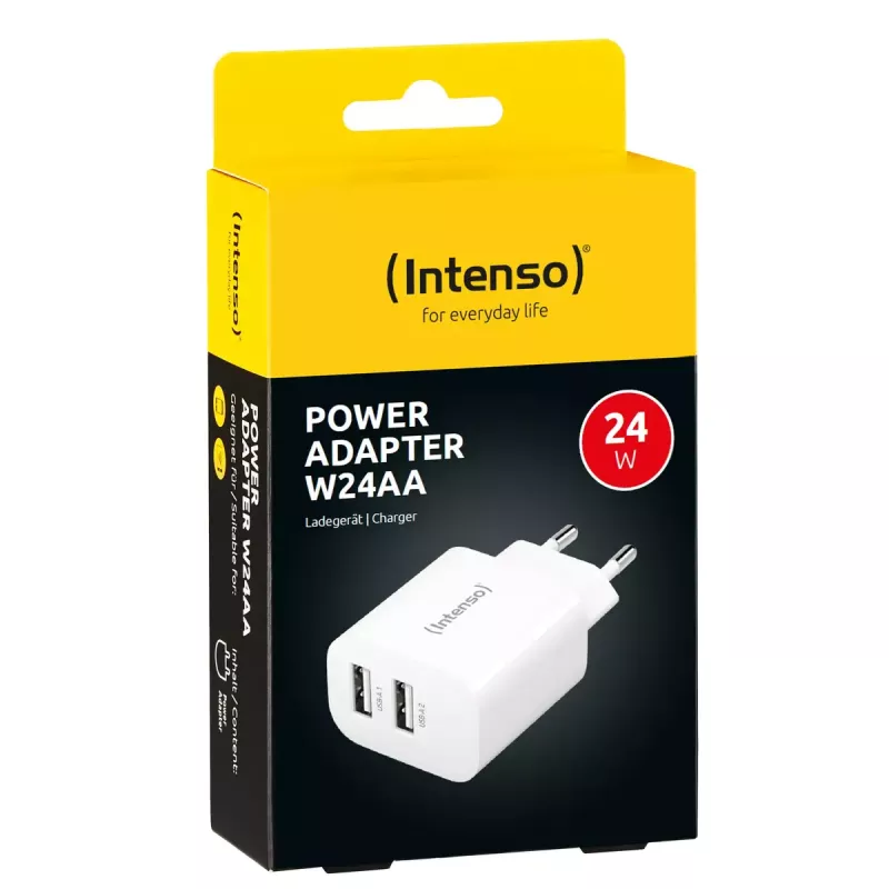 Oplader voor binnen Intenso POWER ADAPTER 2XUSB-A/7802412 Universal wit AC