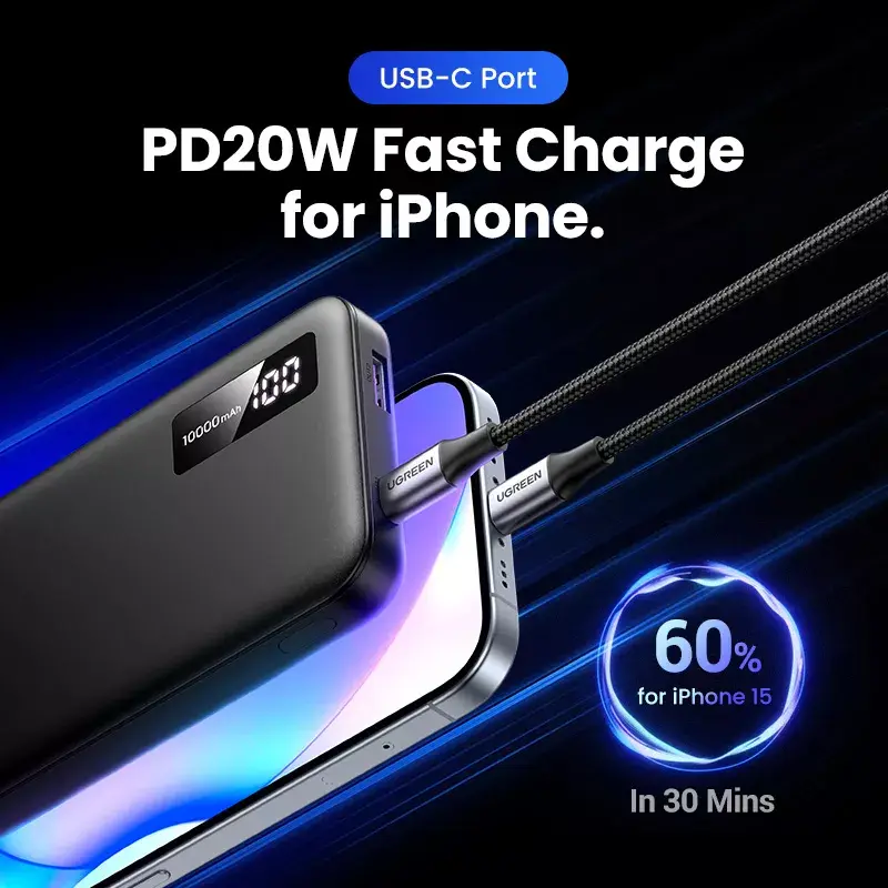 Ugreen 25742 powerbank lithium-ion (Li-Ion) 10000 mAh zwart