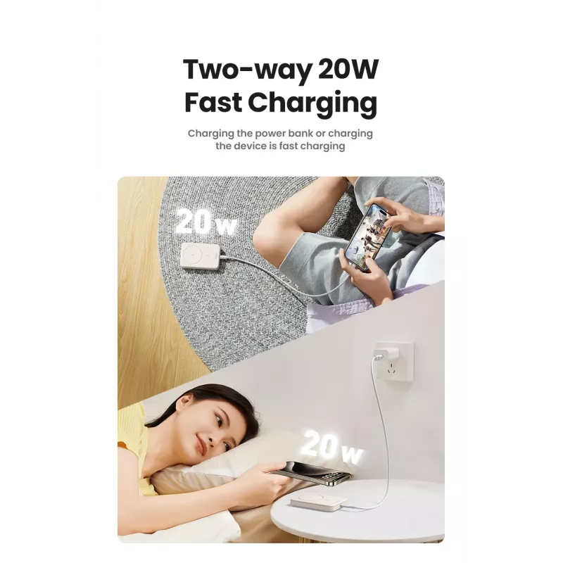Ugreen 25208 powerbank 10000 mAh draadloos laden beige