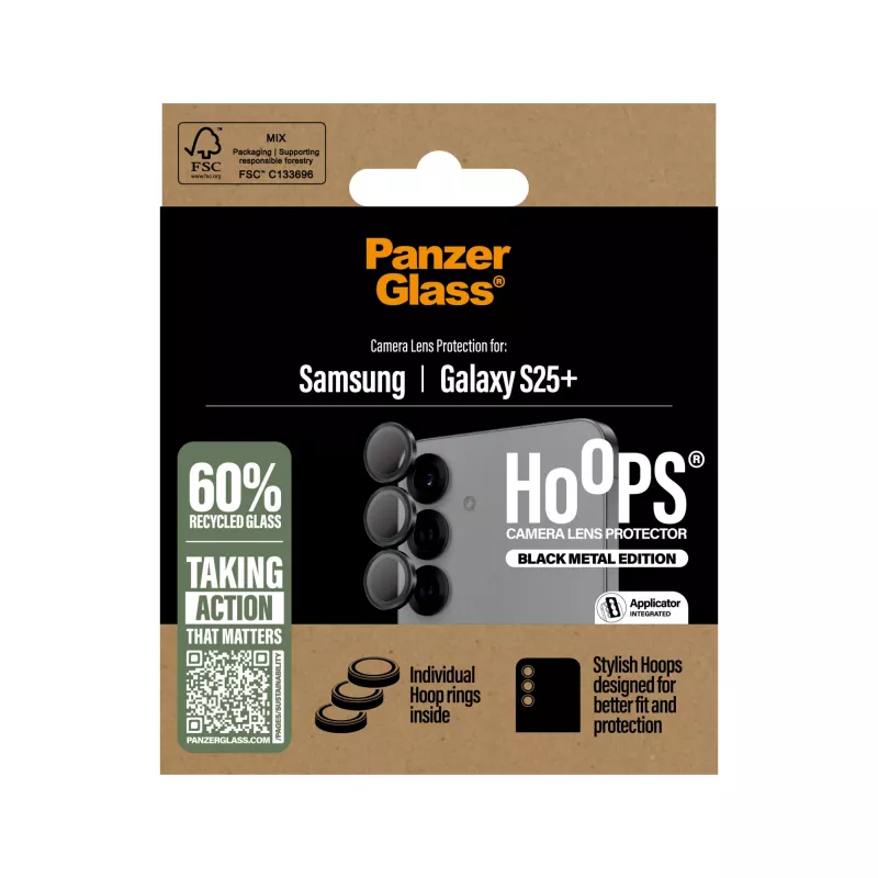 PanzerGlass ® Hoops® camera-objectiefbescherming zwart Samsung Galaxy S25+