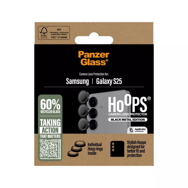 PanzerGlass ® Hoops® camera-lensbescherming zwart Samsung Galaxy S25