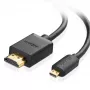 Ugreen 30104 HDMI-kabel 3 m HDMI type D (micro) HDMI type A (standaard) zwart