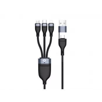 Conceptronic ETTA06B15 USB 3-in-1 PD 3.0 100W snellaadkabel 1,5 m, 20V 5A, 480 Mbit/s, E-Mark