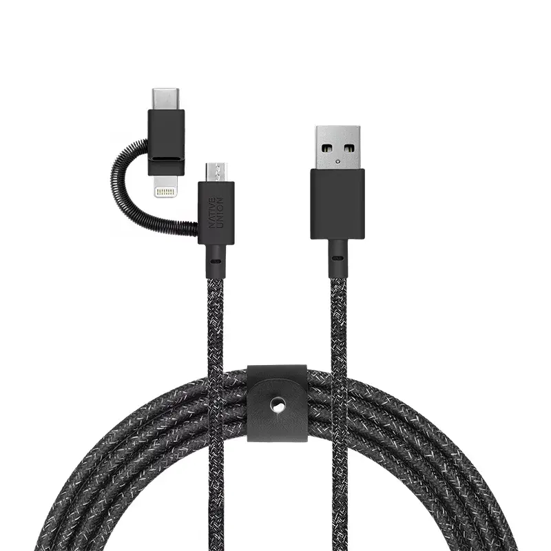 USB-kabel Native Union BELT-ULC-CS-BLK-NP 2 m USB-A naar USB-C/Micro-USB-A/Lightning zwart