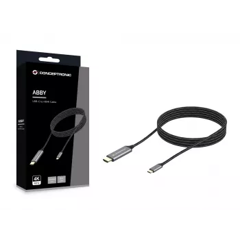 Conceptronic USB-C-naar-HDMI-kabel, stekker naar stekker, 4K 60Hz, 2 m, USB Type-C, HDMI, stekker, stekker, recht