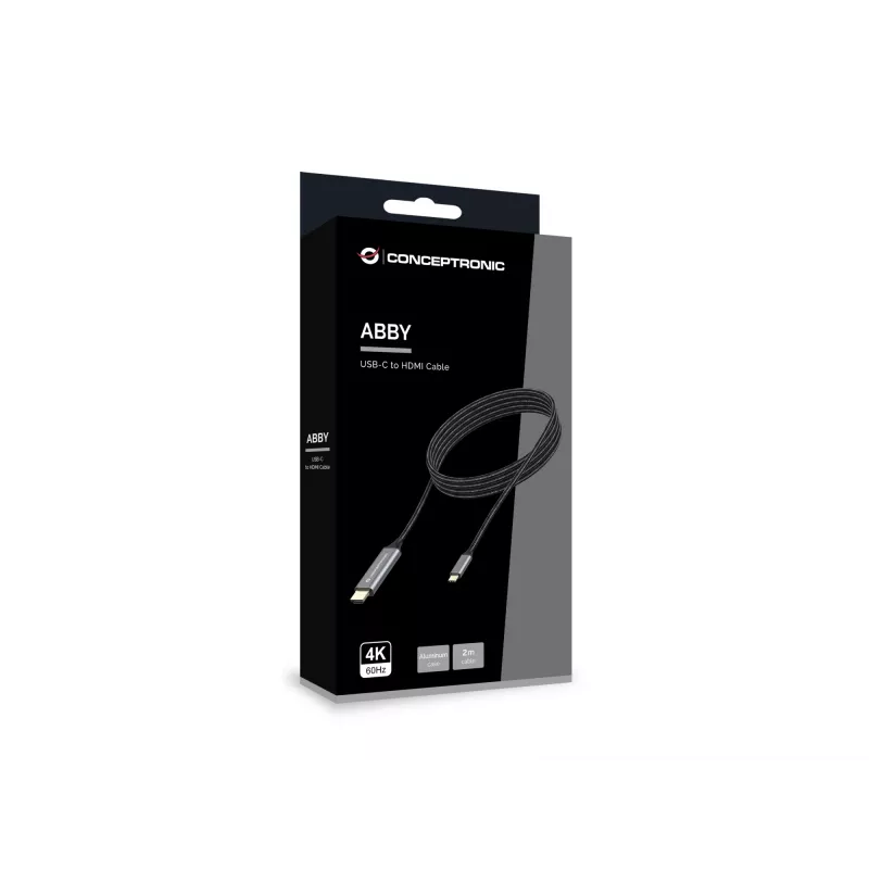 Conceptronic USB-C-naar-HDMI-kabel, stekker naar stekker, 4K 60Hz, 2 m, USB Type-C, HDMI, stekker, stekker, recht