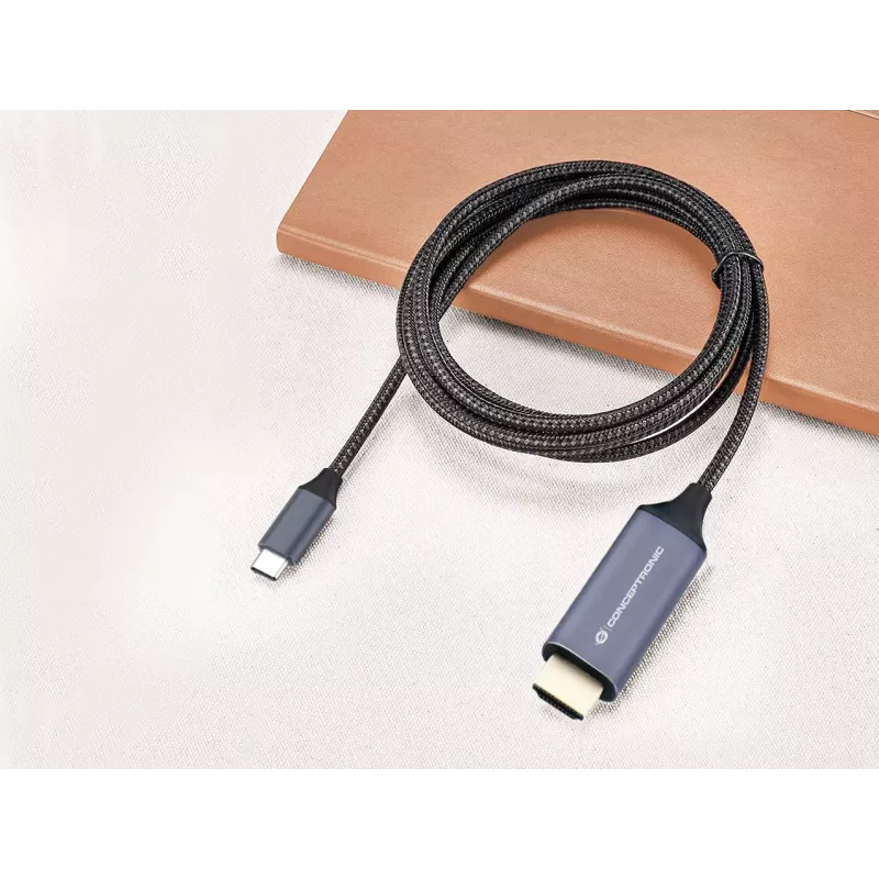 Conceptronic USB-C-naar-HDMI-kabel, stekker naar stekker, 4K 60Hz, 2 m, USB Type-C, HDMI, stekker, stekker, recht