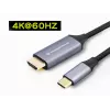 Conceptronic USB-C-naar-HDMI-kabel, stekker naar stekker, 4K 60Hz, 2 m, USB Type-C, HDMI, stekker, stekker, recht