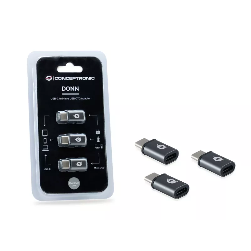 Conceptronic DONN USB-C naar Micro USB OTG-adapter 3-pack