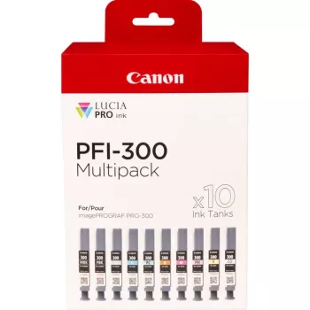 Canon PFI-300 inktpatroon 10 stk. origineel zwart, blauw, cyaan, grijs, magenta, fotozwart, fotomagenta, rood, geel