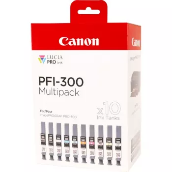 Canon PFI-300 inktpatroon 10 stk. origineel zwart, blauw, cyaan, grijs, magenta, fotozwart, fotomagenta, rood, geel