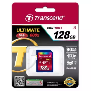 Flashgeheugen Transcend 128 GB SDXC UHS-I 600x TS128GSDXC10U1