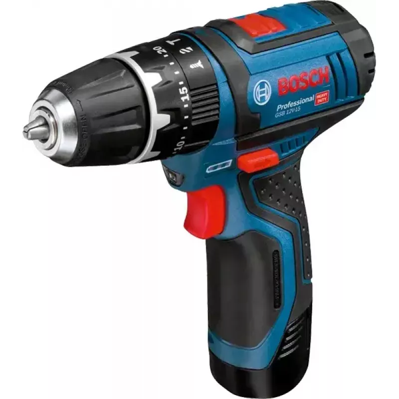 Pistoolgreepboormachine Bosch GSB 12V-15, 1300 t/min, 2 Ah accu