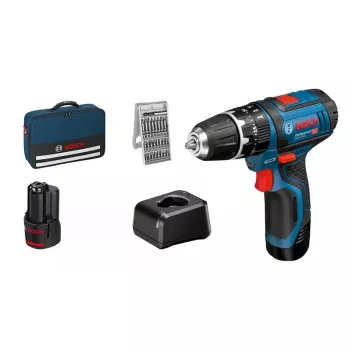 Pistoolgreepboormachine Bosch GSB 12V-15, 1300 t/min, 2 Ah accu