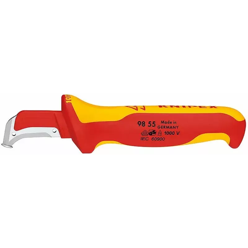Vast mes Knipex 009855 metaalkleurig rood geel