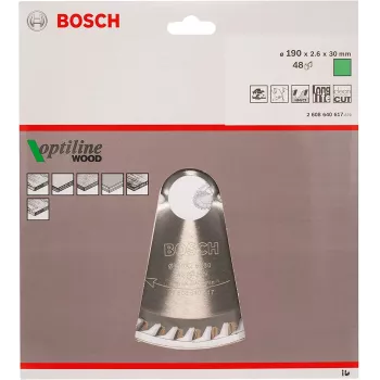Bosch Optiline Wood cirkelzaagbladen, hout, 19 cm, Bosch, 340 g, 1 st.