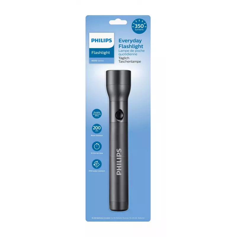 Philips SFL4003T/10 zaklamp zwart drukschakelaar-zaklamp LED