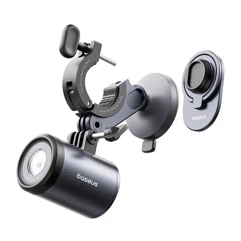 Fietshouder Baseus PrimeTrip 2-in-1 telefoonhouder met zaklamp, zwart