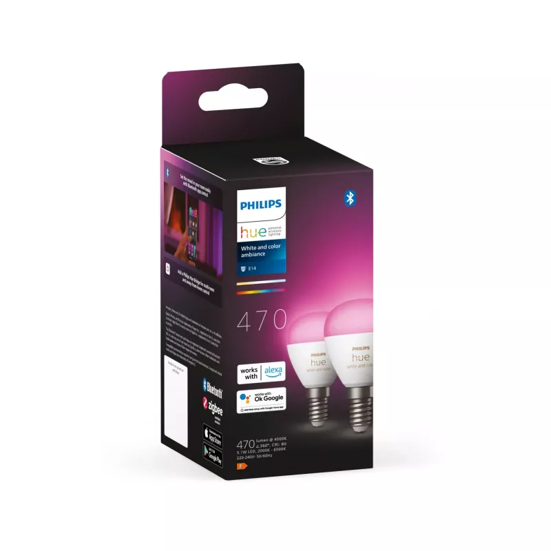 Philips Hue White and Color Ambiance Lustre – E14 slimme lamp – (2-pack)