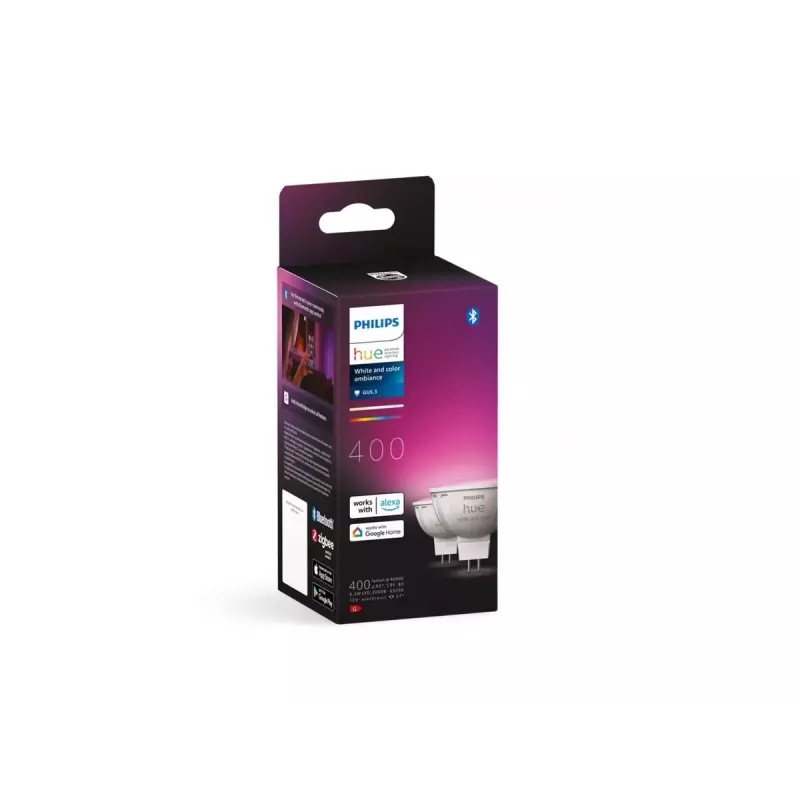 Philips Hue White & Color Ambiance MR16 GU5.3 slimme spotlamp, 6,3 W, 2 stuks