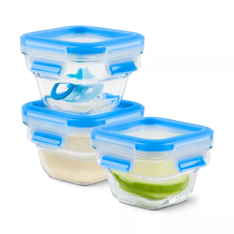 EMSA CLIP & CLOSE N10507 Vierkante set blauw, transparant 3 stuks