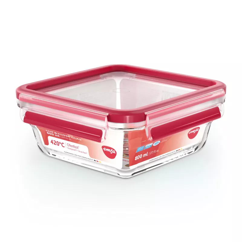 EMSA CLIP & CLOSE N10414 Vierkante box 0,8 L transparant 1 stuk
