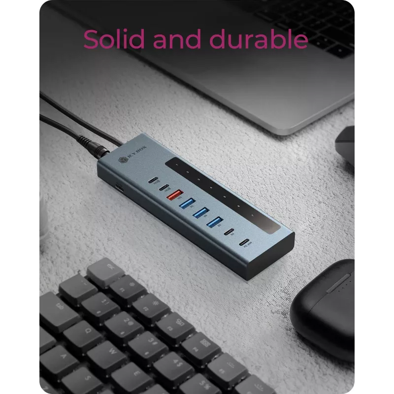 RAIDSONIC ICY BOX 9-in-1 hub met Power Delivery, USB 3.2 Gen 2 Type-C/Type-A host, aluminium, blauw