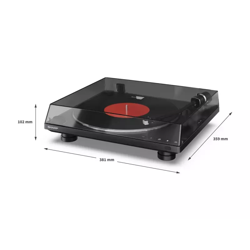 Platenspeler Sharp RP-TT100 zwart direct aangedreven met USB-uitgang voor digitale opname