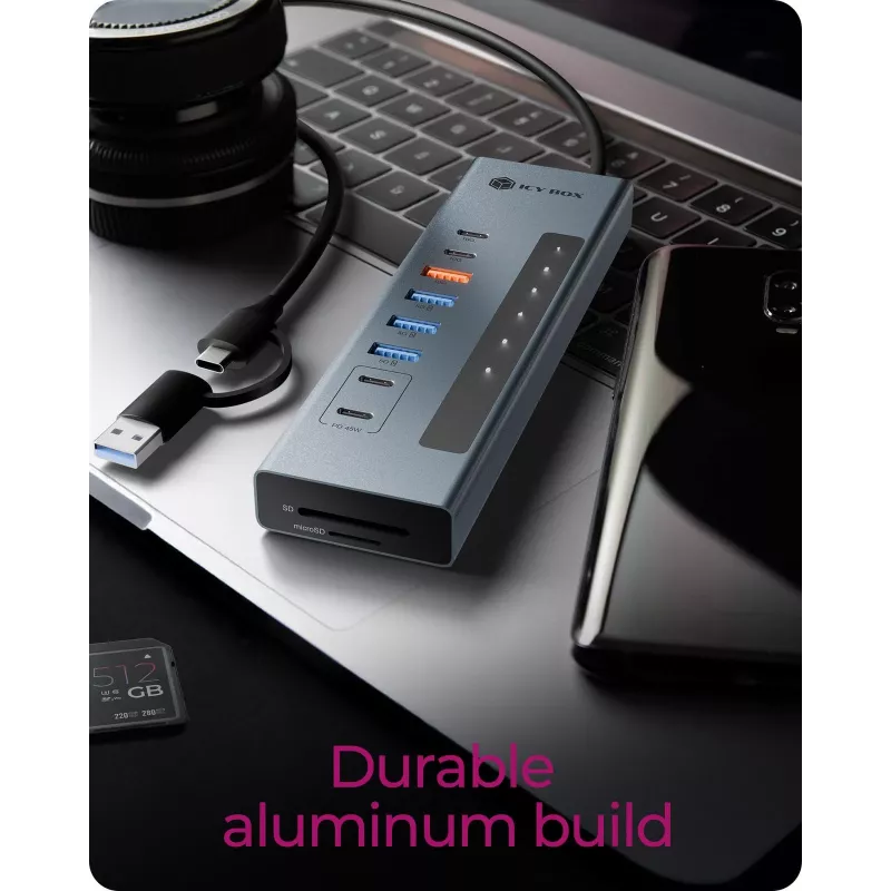 ICY BOX 11-in-1 USB Type-C-hub met kaartlezer en PD