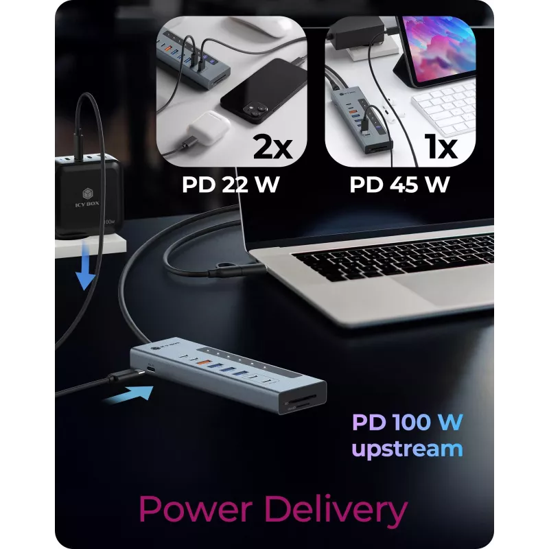 ICY BOX 11-in-1 USB Type-C-hub met kaartlezer en PD