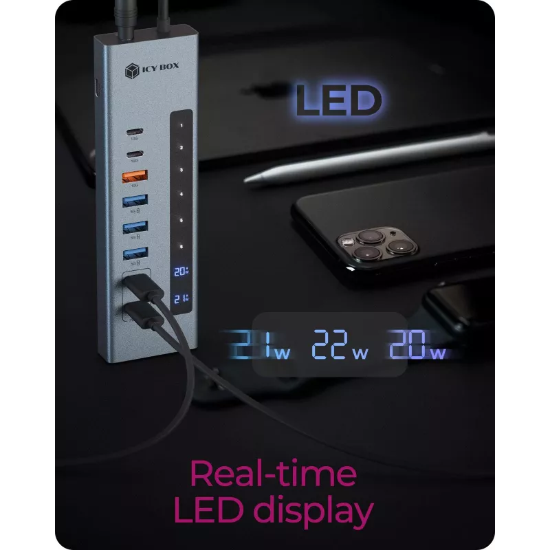 ICY BOX 11-in-1 USB Type-C-hub met kaartlezer en PD
