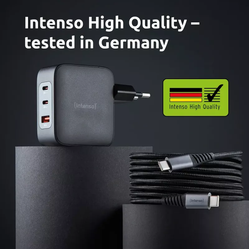 Voeding Intenso W100ACC+C520C 100W snellader GaN zwart