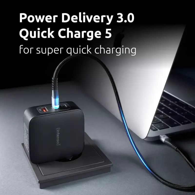 Voeding Intenso W100ACC+C520C 100W snellader GaN zwart