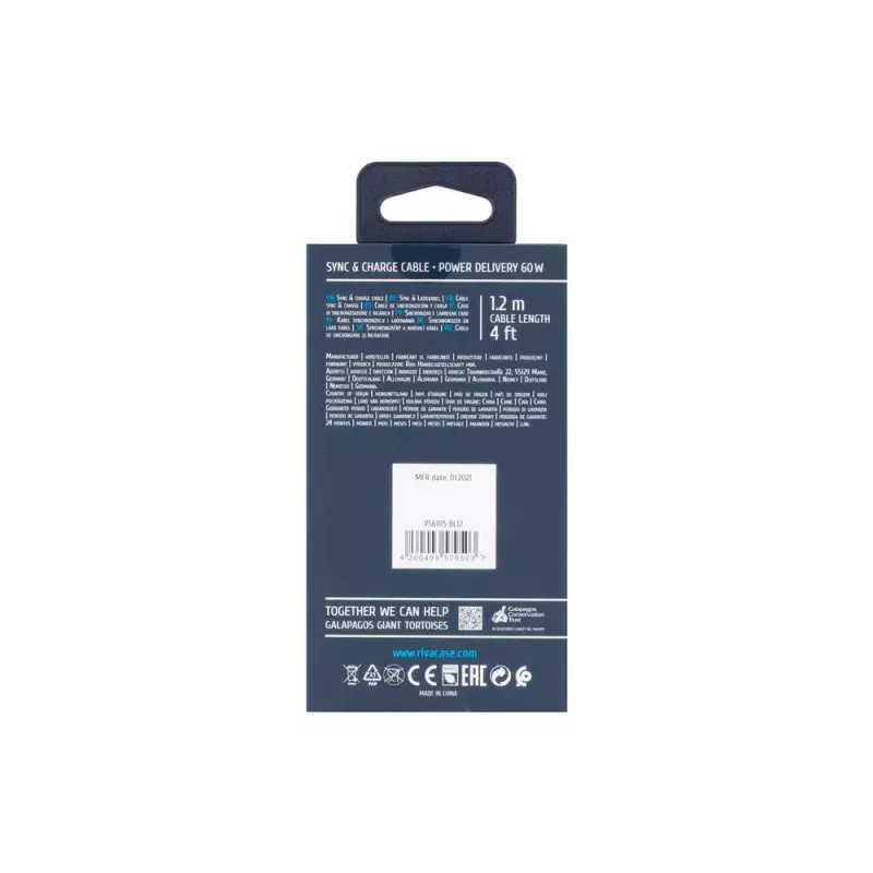 USB-kabel Rivacase PS6105 BL12 USB 2.0 1,2 m USB-C blauw