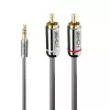 Lindy 5m 3,5mm jack naar cinch audiokabel, Cromo Line, 3,5mm jack, stekker, 2 x cinch, stekker, 5 m, Antraciet