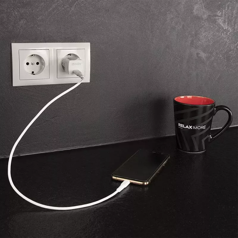 Indoor-opladere Lindy 73410 oplader voor mobiele apparaten smartphone Wit