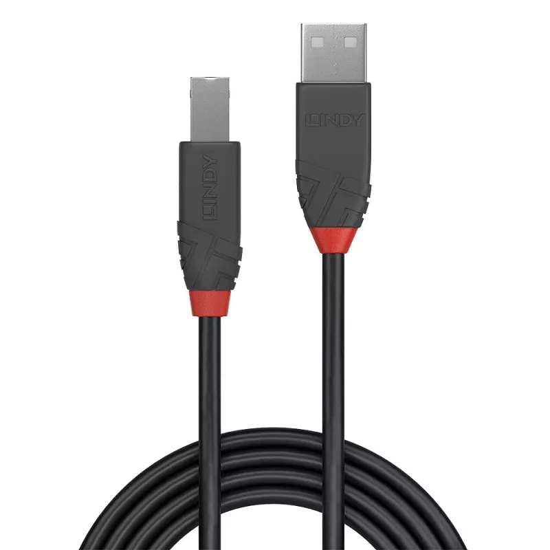 Lindy 10m USB 2.0 type A naar B kabel, Anthra Line