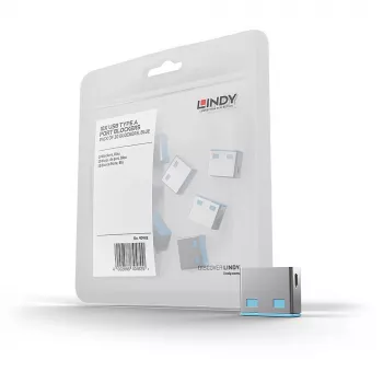 Poortblokkering Lindy USB-poortblokkering zonder sleutel 10-pack kleurcode blauw