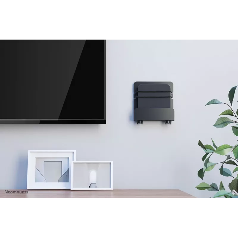 Neomounts AWL-450BL mediaspelerhouder, universeel, ook geschikt voor Apple TV, 5 kg, diepte 47–76 mm, 128 mm, staal, zwart