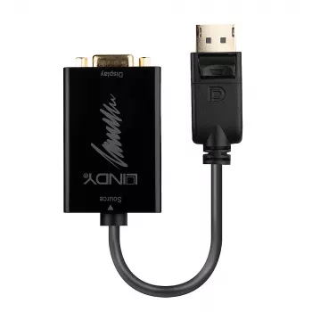 Lindy 41006 actieve DisplayPort-naar-VGA-converter, 0,15 m, zwart
