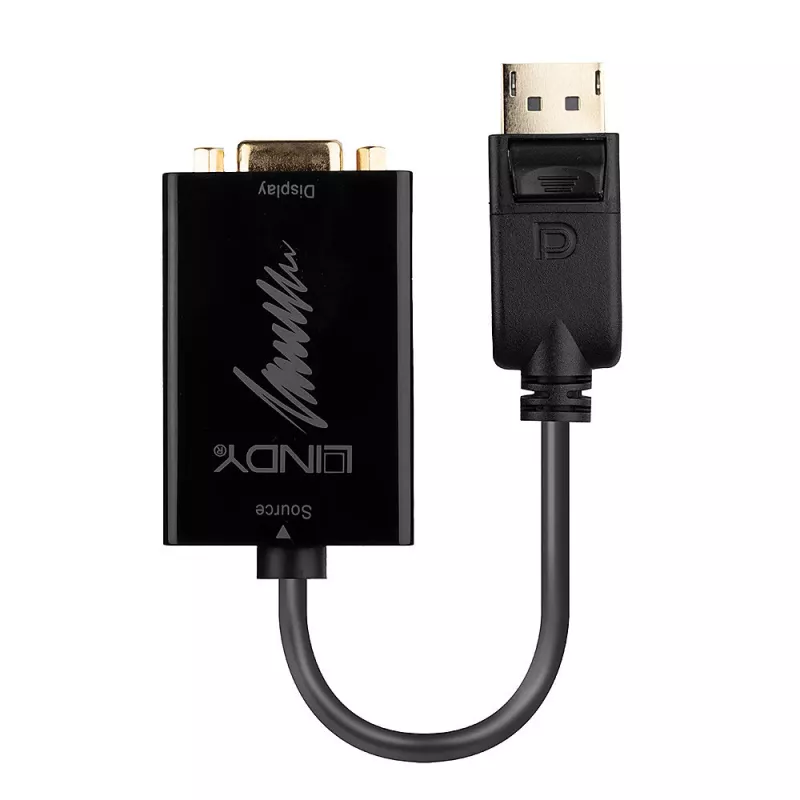 Lindy 41006 actieve DisplayPort-naar-VGA-converter, 0,15 m, zwart