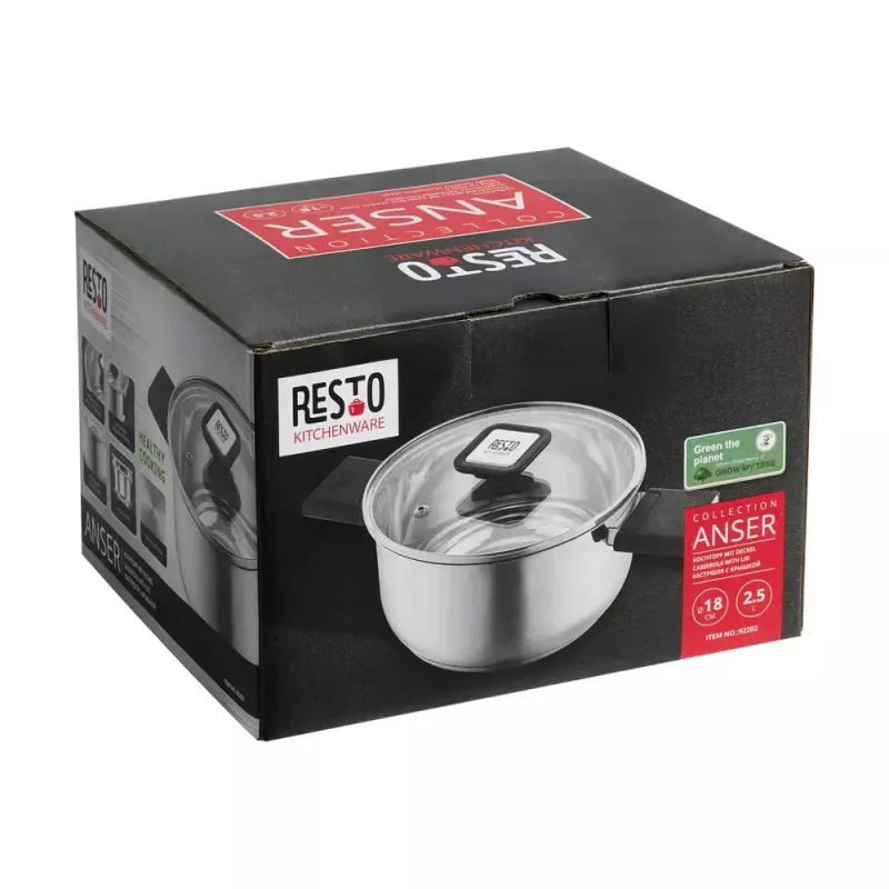 Resto Kitchenware Anser ronde kookpan 2,5 l, zwart, roestvrij staal