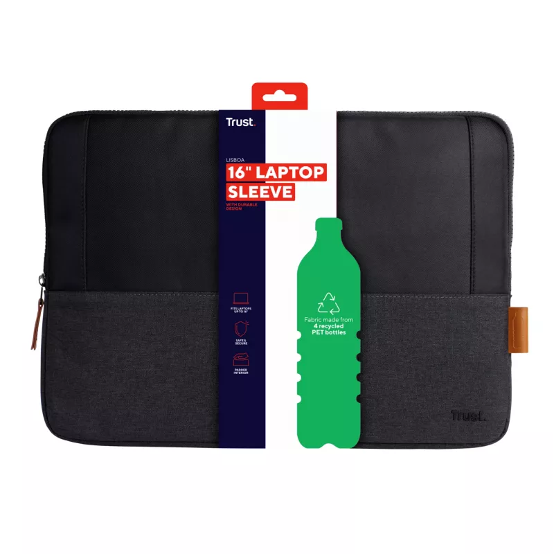 Sleeve-tas TRUST Lisboa 40,6 cm 16 inch zwart licht monochroom
