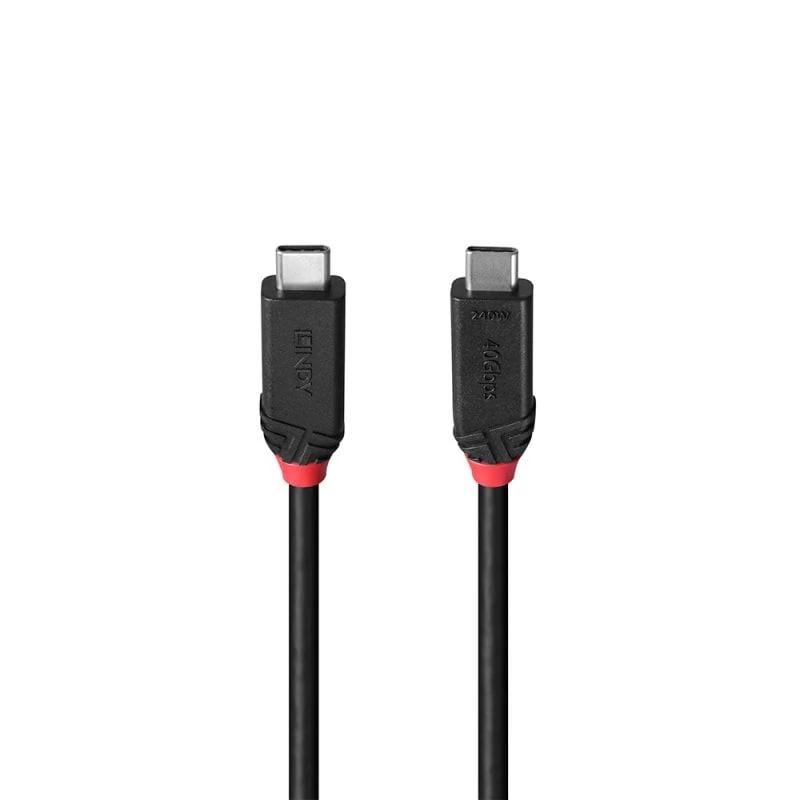 Lindy 1m USB4 240W Type-C-kabel, Black Line, 1 m, USB C, USB C, USB4 Gen 3x2, 40 Gbit/s, zwart