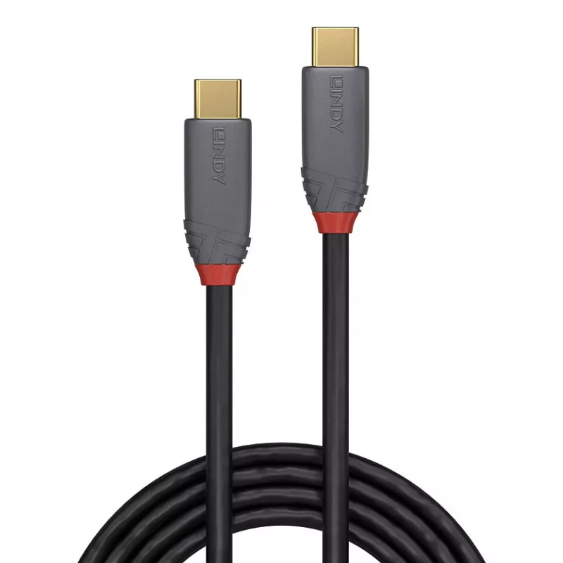 Lindy 1m USB 3.2 Type-C naar C kabel, 20Gbps, 5A, PD, Anthra Line