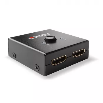 Lindy 2-poorts HDMI 18G bi-directionele schakelaar, HDMI, metaal, zwart, 60 Hz, 18 Gbit/s, 3840 x 2160 pixel