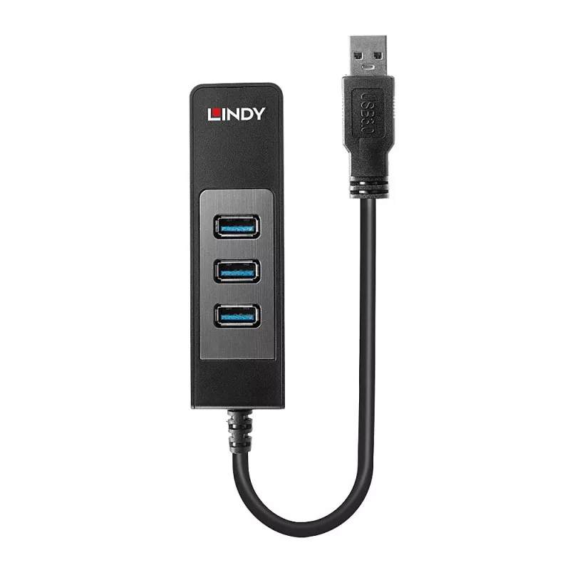 USB-hub en Gigabit Ethernet-converter Lindy 43176